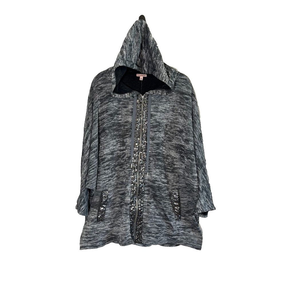 Juicy Couture Sequin Hoodie XL Minimalist Lagen Sporty Neutral Classic Chic 90s